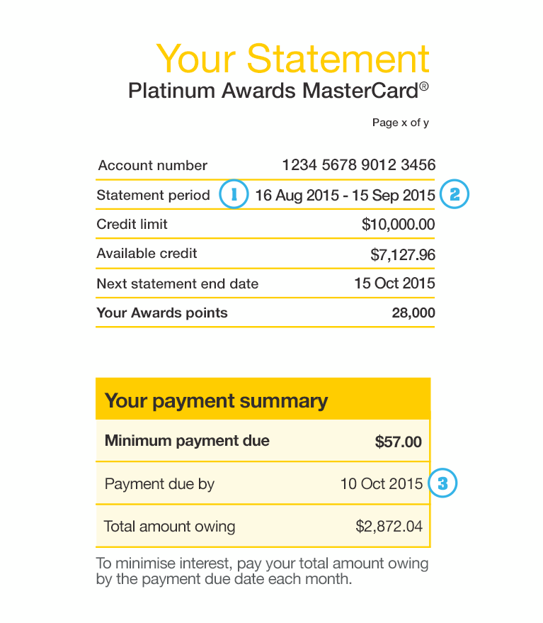 credit card statement example